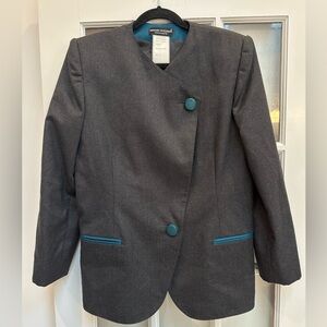 Vintage Harve Benard by Benard Holtzman 100% Wool Grey Blazer Jacket Size 12 L